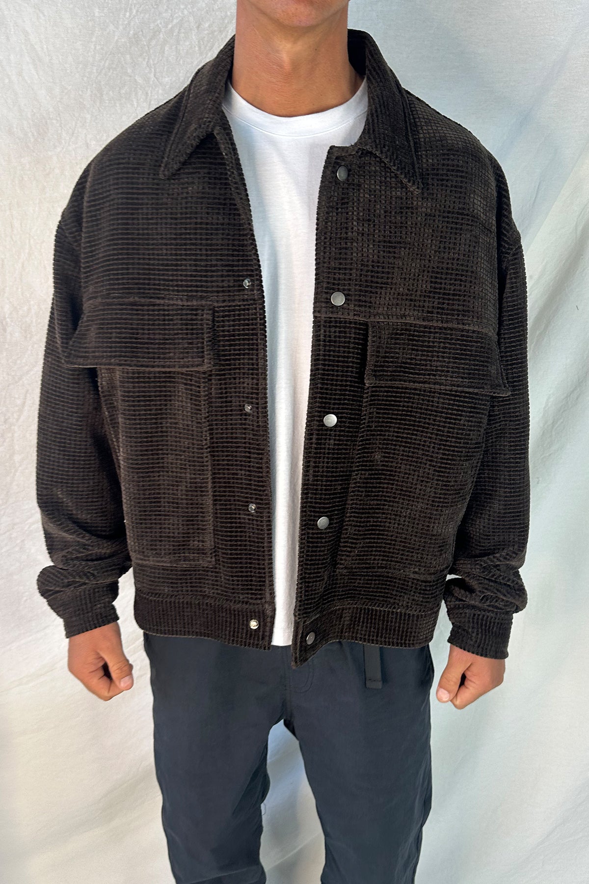 Texture Drop Sleeve Jacket Choc