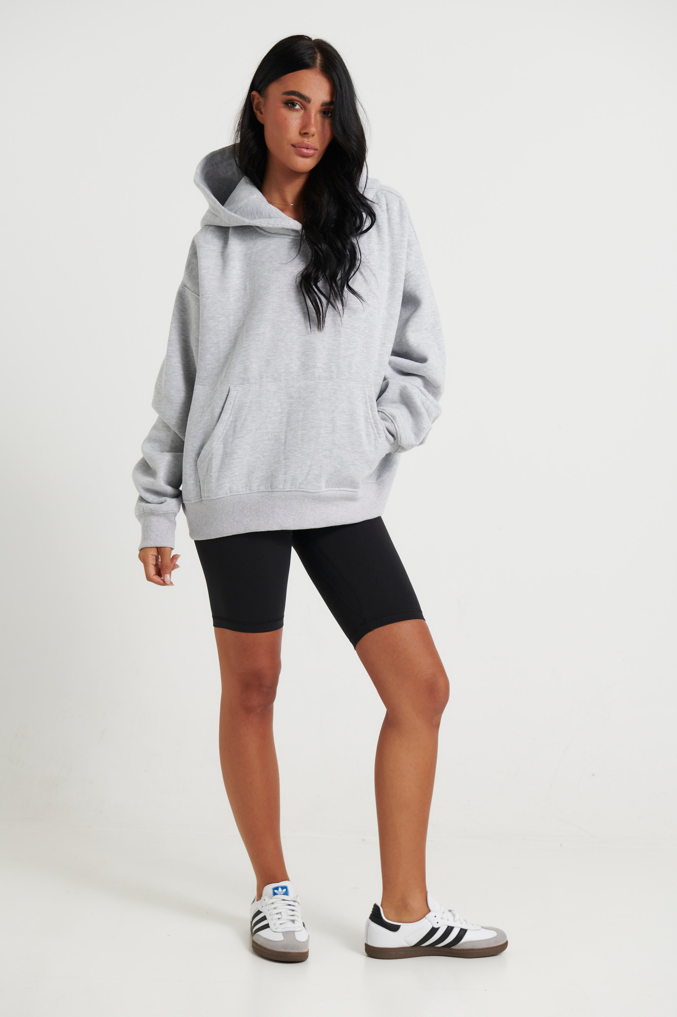 Unisex Roman Cropped Drop Hoodie Grey