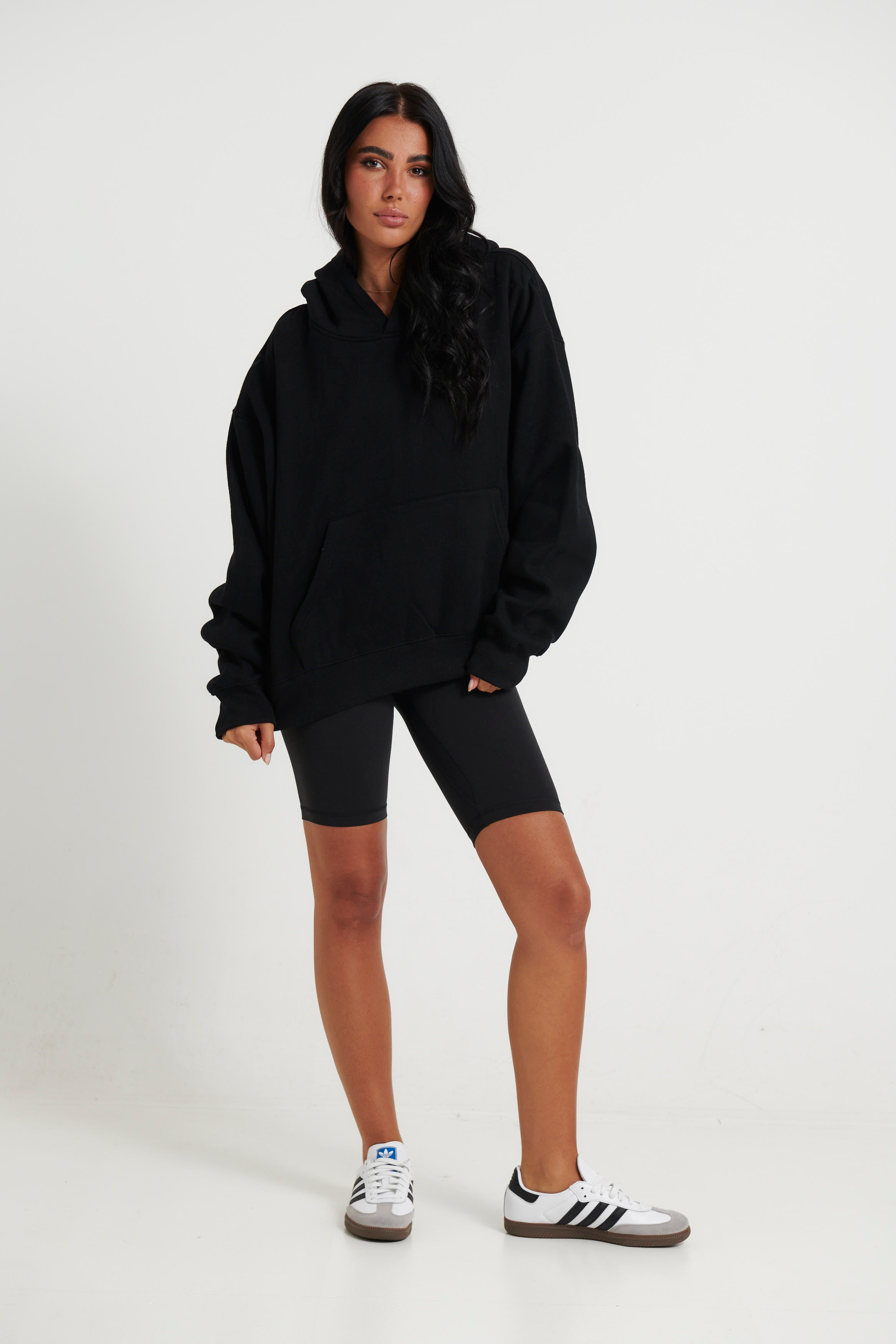 Unisex Roman Cropped Drop Hoodie Black