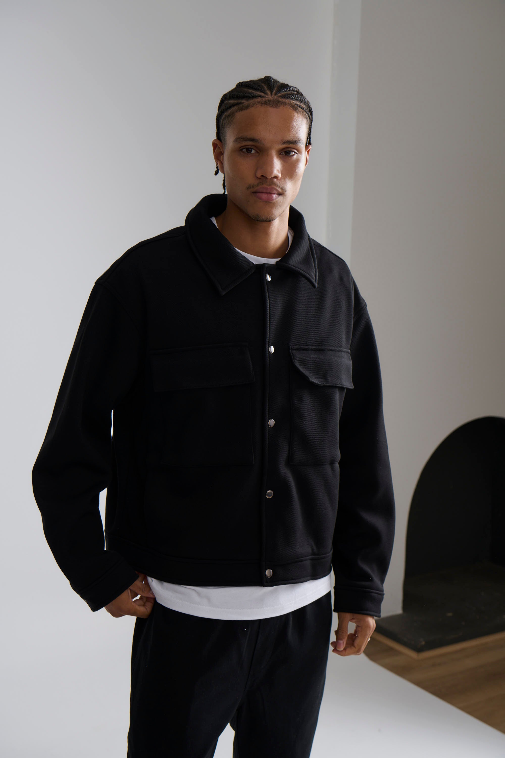 Technical Button Jacket Black