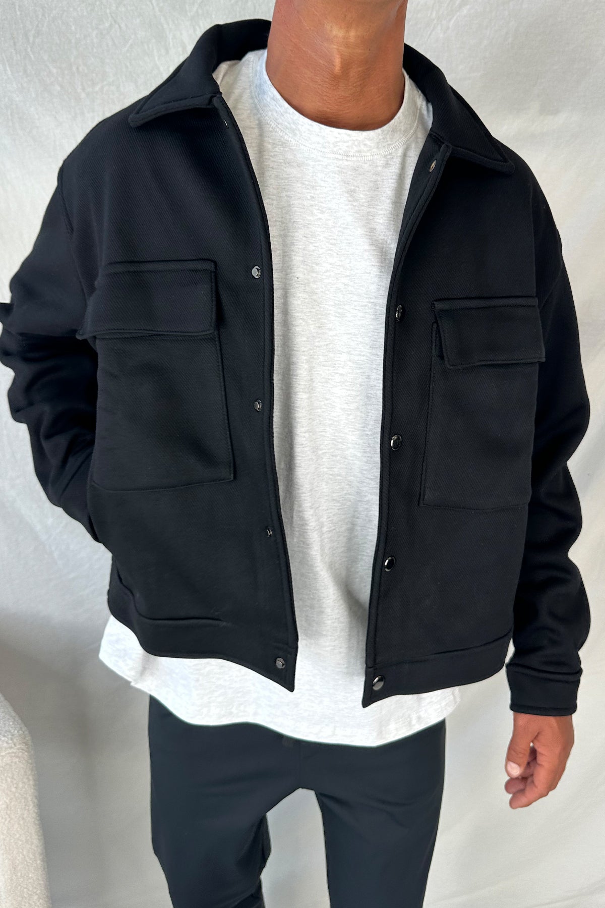 Technical Button Jacket Black