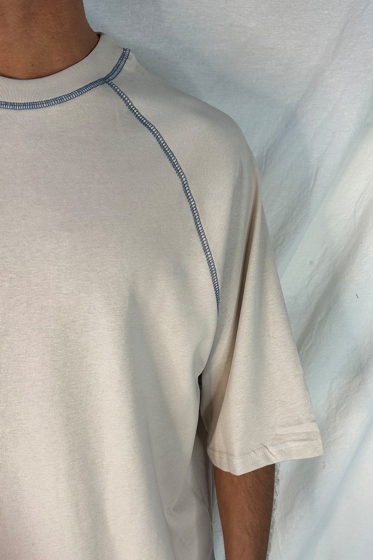 Contrast Stitch Raglan Tee Stone