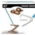 Fnova 47-inch Aluminum Alloy Professional Standard Snake Tong Reptile Grabber Rattle Snake Catcher Wide Jaw Handling Tool with Blue Coating and Good Grip Handle